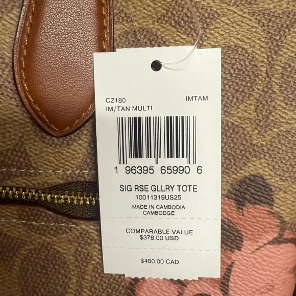 coach Gallery Tote Bag In Signature Canvas With Rose Print cz180 - Picture 8 of 8